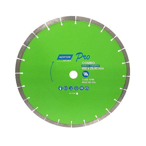 Disco diamantado 450mm para asfalto e concreto segmentado Pro Combo CLIPPER
