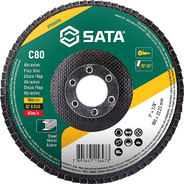 Flap-disc disco de desbaste/acabamento 7" - 180mm cônico grão 80 ST55507G SATA