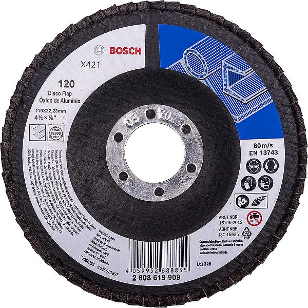 Flap-disc disco de desbaste/acabamento 4.1/2" - 115mm curvo grão 120 2 608 619 909 BOSCH