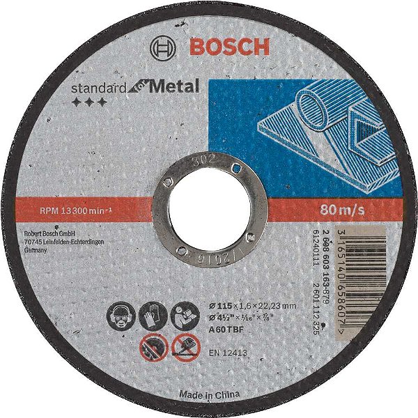 Disco de corte 115mm x 1,6mm x 22,23mm 2608603163 BOSCH