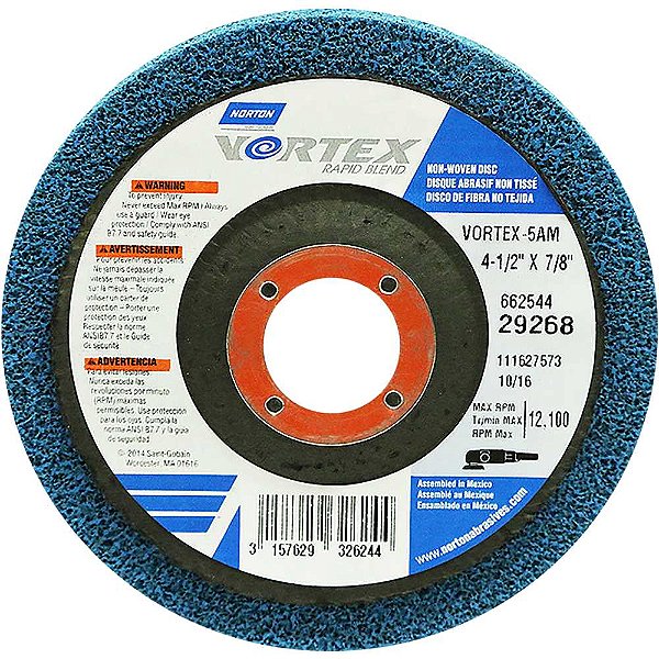 Disco de desbaste/acabamento flap-disc VORTEX reto 4.1/2" grão 120 NORTON