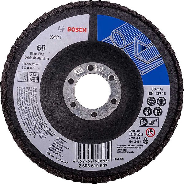Flap-disc disco de desbaste/acabamento 4.1/2" - 115mm curvo grão 60 2 608 619 907 BOSCH