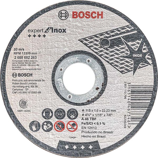 Disco de corte 115mm x 1,6mm x 22,23mm BOSCH