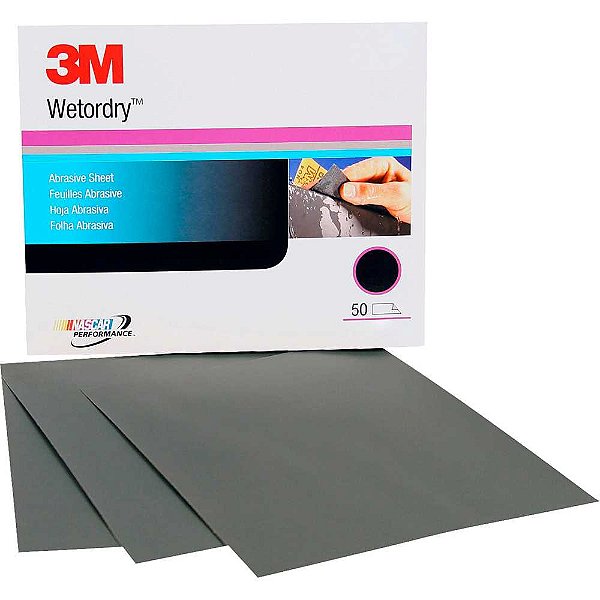 Lixa em folha d'água grão 1.200 para lixamento úmido automotivo 401Q 3M - 50 unidades
