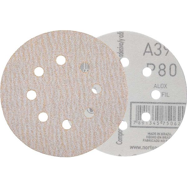 Disco de lixa 5" P 80 A396 NORTON - 50 unidades
