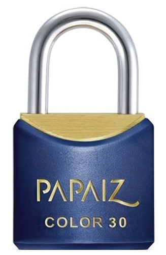 Cadeado de latão corpo plastificado 30mm Azul PAPAIZ