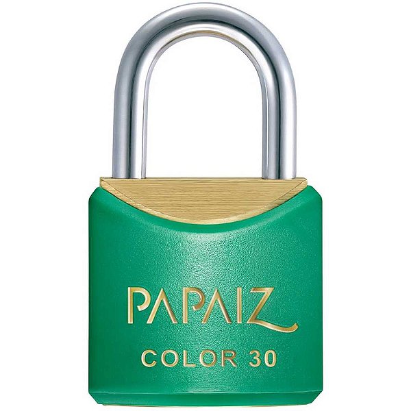 Cadeado de latão corpo plastificado 30mm Verde PAPAIZ