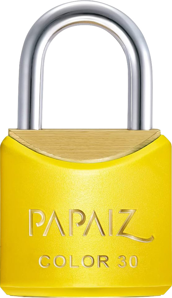 Cadeado de latão corpo plastificado 30mm Amarelo PAPAIZ