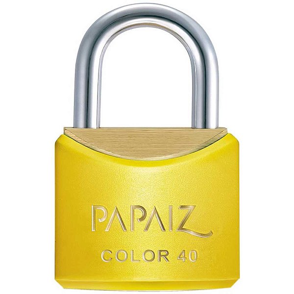 Cadeado de latão corpo plastificado 20mm Amarelo PAPAIZ
