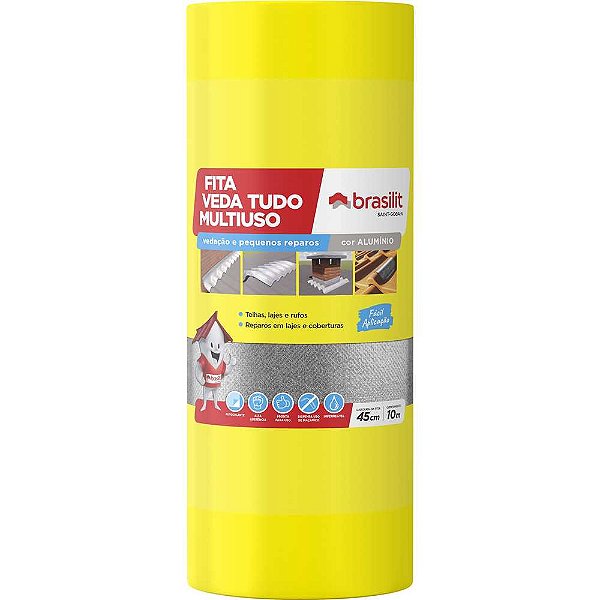 Fita autoadesiva com película em alumínio 45cm x 10m VEDA TUDO BRASILIT QUARTZOLIT