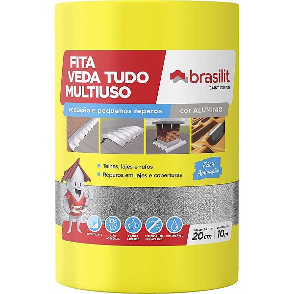 Fita autoadesiva com película em alumínio 20cm x 10m VEDA TUDO BRASILIT QUARTZOLIT
