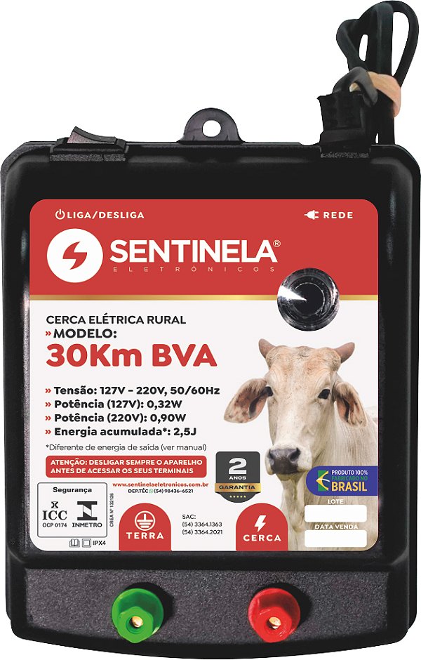 Eletrificador de cerca elétrica 30 km com alcance de 3.500m 1039 SENTINELA