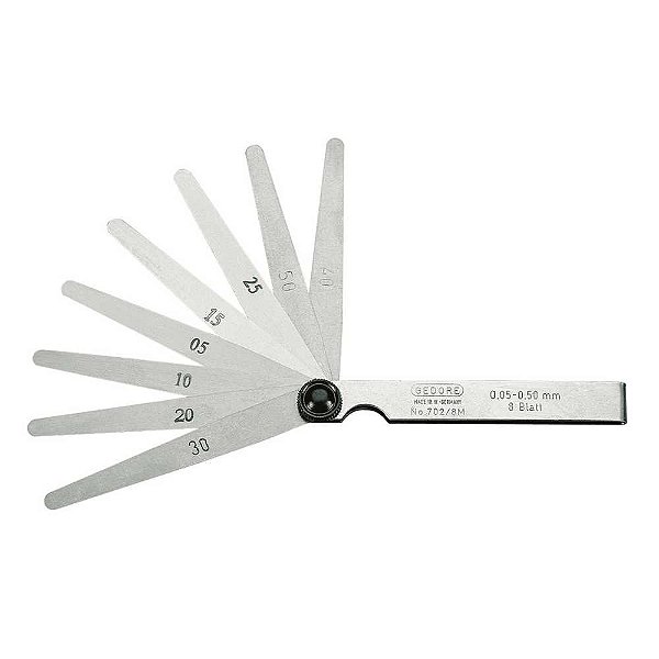 Cálibre de folga 0,05mm a 1,00mm com 20 lâminas 050028 GEDORE