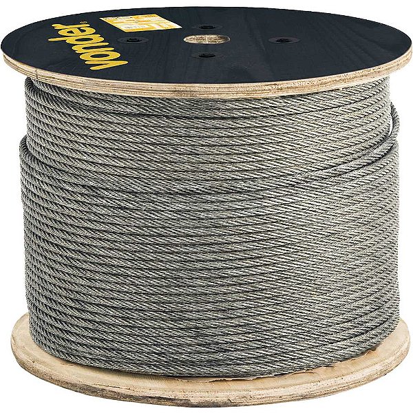 Cabo de aço galvanizado alma de fibra 6,35mm - 1/4" 6 x 19S VONDER