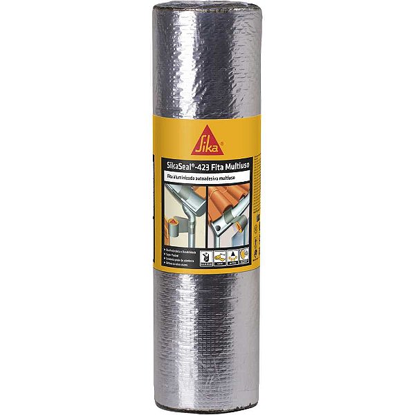 Fita adesiva alumínio impermeável 500mm x 10m Sikaseal 423 770925 SIKA