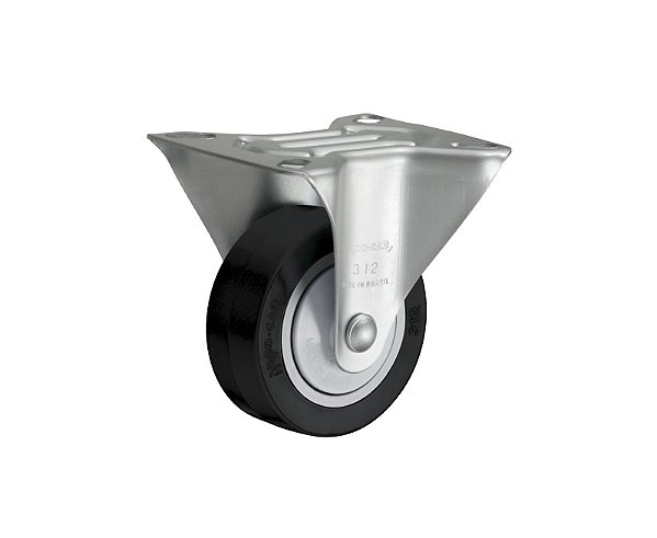 Rodízio fixo industrial leve 3" de polipropileno preto FLR 312 PPC RODCAR
