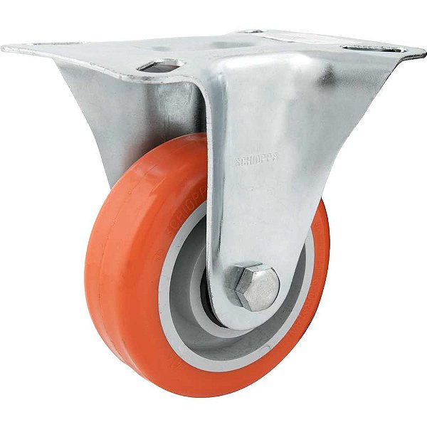 Rodízio fixo industrial leve 4" de poliuretano laranja FL 414 UPN SCHIOPPA