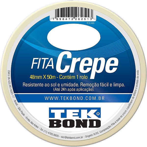 Fita crepe 48mm x 50m creme uso geral 211110485000 TEKBOND