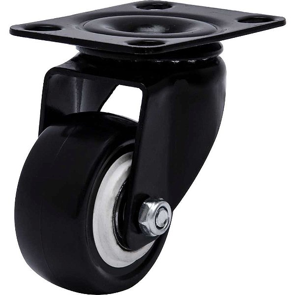 Rodízio giratório leve série black base placa 2" roda preta 50 kgf GLPB.210.BP.E COLSON
