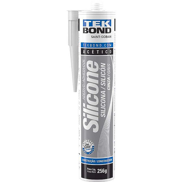 Borracha de silicone acético cinza 256g TEKBOND