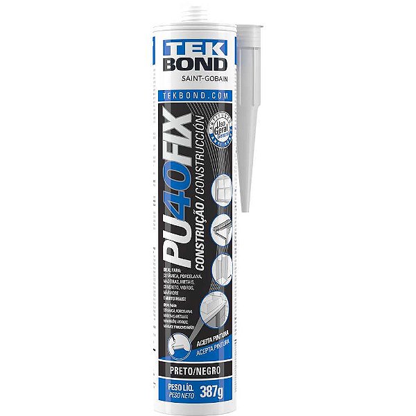 Selante de poliuretano preto 387g PU 40 FIX TEKBOND