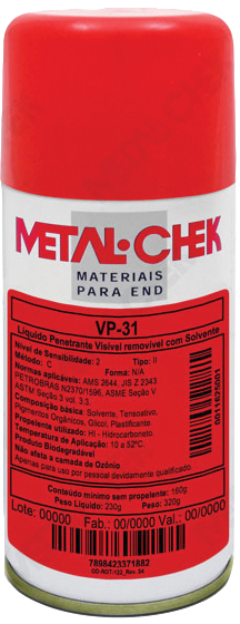 Liquido penetrante 220g vermelho VP-31 METAL-CHEK