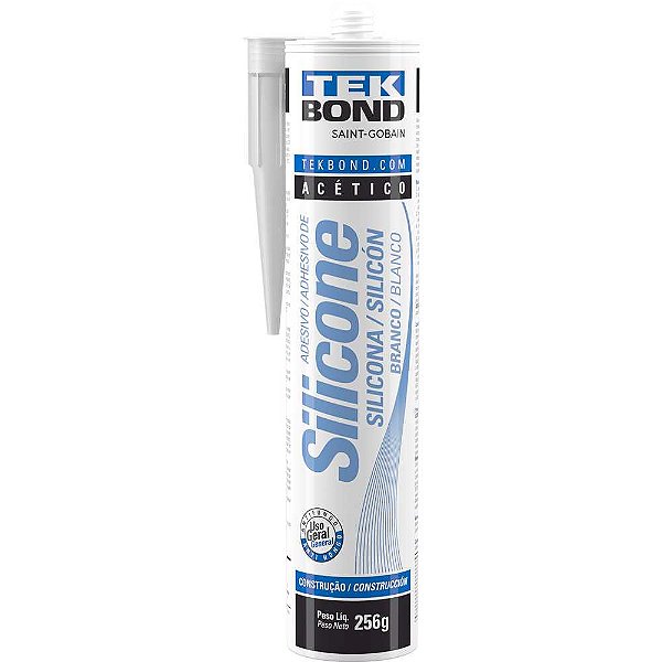 Borracha de silicone acético branco 256g TEKBOND