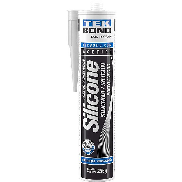 Borracha de silicone acético preto 256g TEKBOND