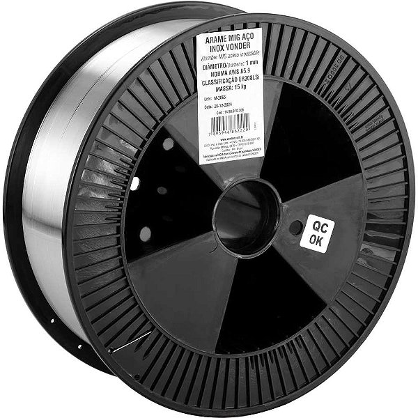 Arame MIG aço inox ER308LSi 1,0mm carretel com 15kg VONDER
