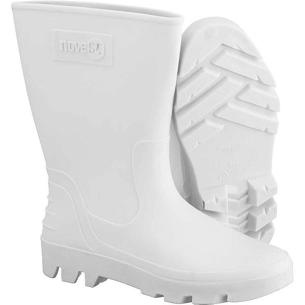 Bota de PVC branca cano médio sem forro 44 NOVE54