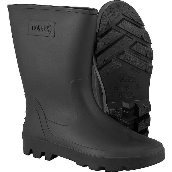 Bota de PVC preta cano médio sem forro 42 NOVE54