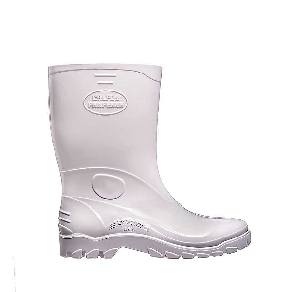 Bota PVC branca cano médio com forro 39 STIVALETTO MAX STMB 515 CALFOR