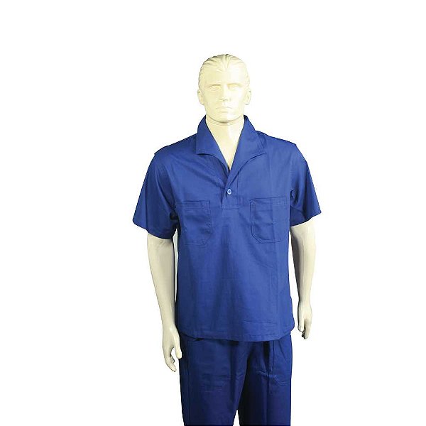 Camisa brim azul manga curta tamanho M 50 sem botão SANTANENSE UNILEVE WICO