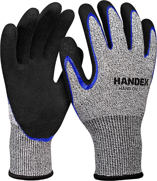 Luva resistente a corte tamanho 10 (EG) em polietileno/elastano/fibra de vidro/borracha nitrílica Hand Oil Cut HX013 HANDEX