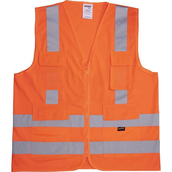 Colete sinal. com 4 bolsos refletivos laranja tamanho XXG VIC72130 VICSA