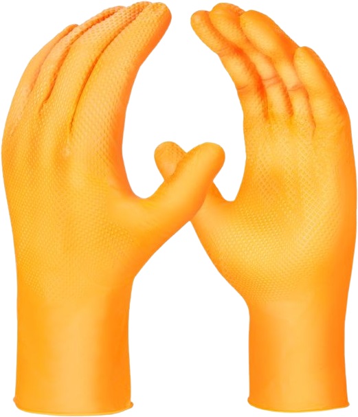 Luva nitrílica ambidestra sem talco tamanho M laranja SENSIFLEX GRIP DANNY