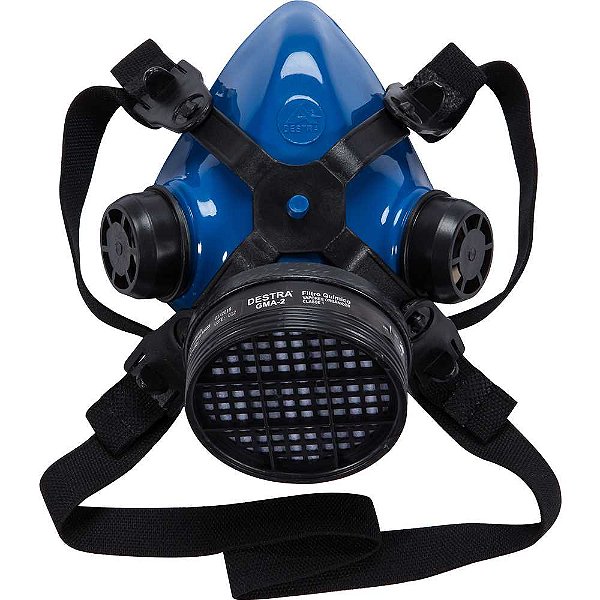Respirador semifacial com 1 cartucho para vapores orgânicos e gases ácidos azul MIG21-VO/GA DESTRA
