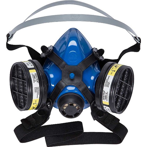 Respirador semifacial com 2 cartuchos para vapores orgânicos e gases ácidos azul MIG22-VO/GA DESTRA