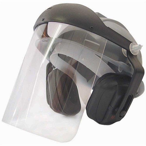 Capacete com proteção facial incolor e abafador cor cinza 958CA LEDAN