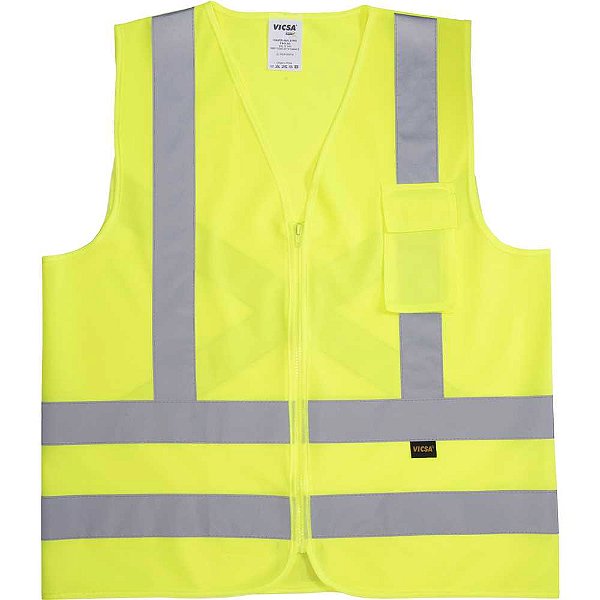 Colete sinal. com 1 bolso refletivo verde fluorescente. tamanho M TIPO "INTEIRO" VIC 72240 VICSA