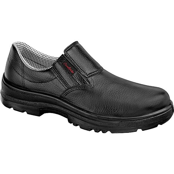 Sapato couro preto com elástico 45 sem biqueira solado em poliuretano bidensidade SV62500 CONFORTO