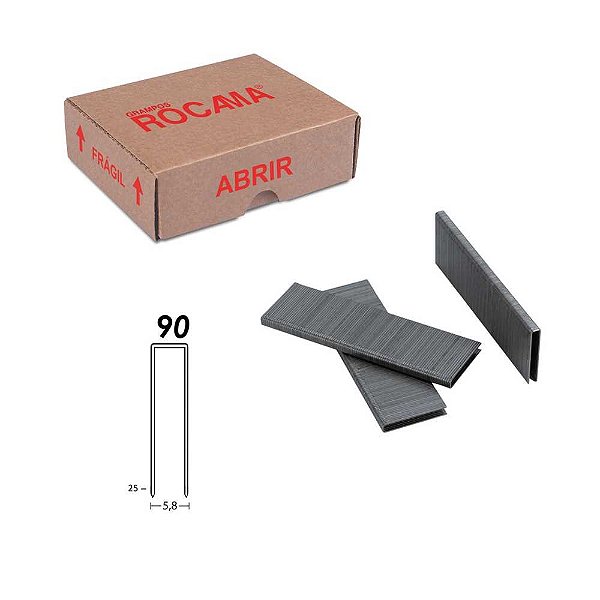 Grampo 90 25mm caixa com 7.296 grampos 90/25 ROCAMA