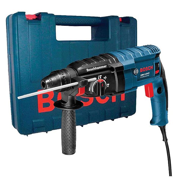 Martelete perfurador/rompedor SDS PLUS 820W com maleta e kit de brocas GBH2-24D 127V BOSCH