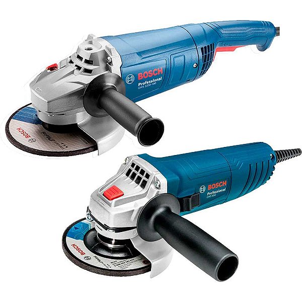 Kit esmerilhadeira angular 4.1/2" 850W 220V e esmerilhadeira angular 7" 2.200W 220V 0 601 8F7 5E0 BOSCH