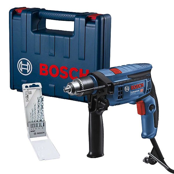 Furadeira de impacto 750W 220V com kit de brocas e maleta GSB 13 RE BOSCH