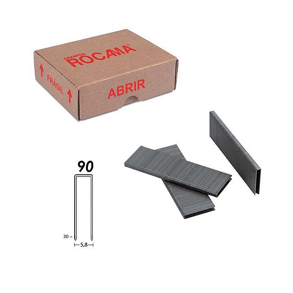 Grampo 90 20mm caixa com 8.832 grampos 90/20 ROCAMA