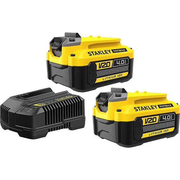 Kit com 2 baterias de íons de lítio (20V MAX - 4 Ah) e 1 carregador SCB244CK-BR STANLEY