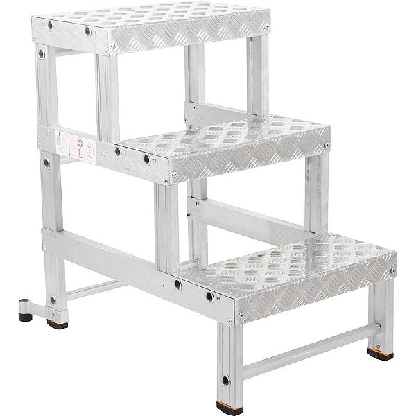 Escada banqueta industrial 3 degraus em alumínio BI 751 ALULEV