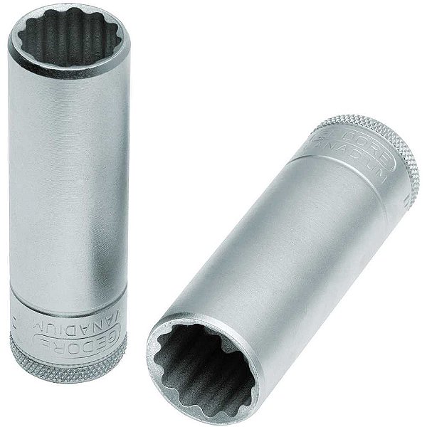 Soquete estriado longo com encaixe de 1/2" 3/8" D19L 015751 GEDORE