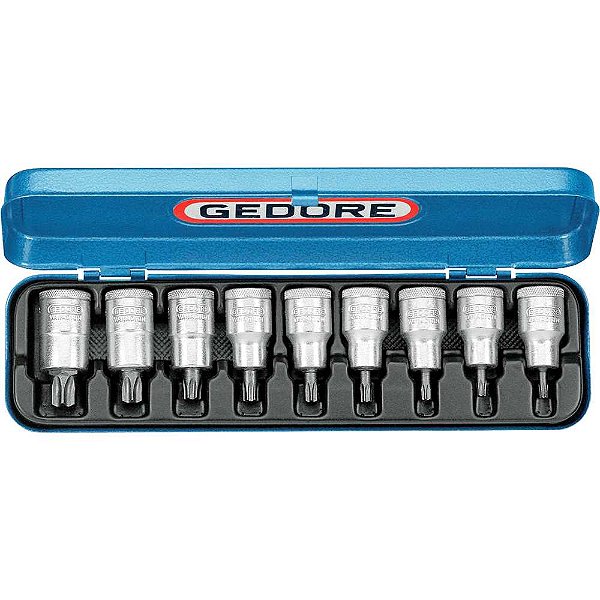 Jogo de soquetes hexalobular encaixe de 1/2" 9 peças 024796 GEDORE